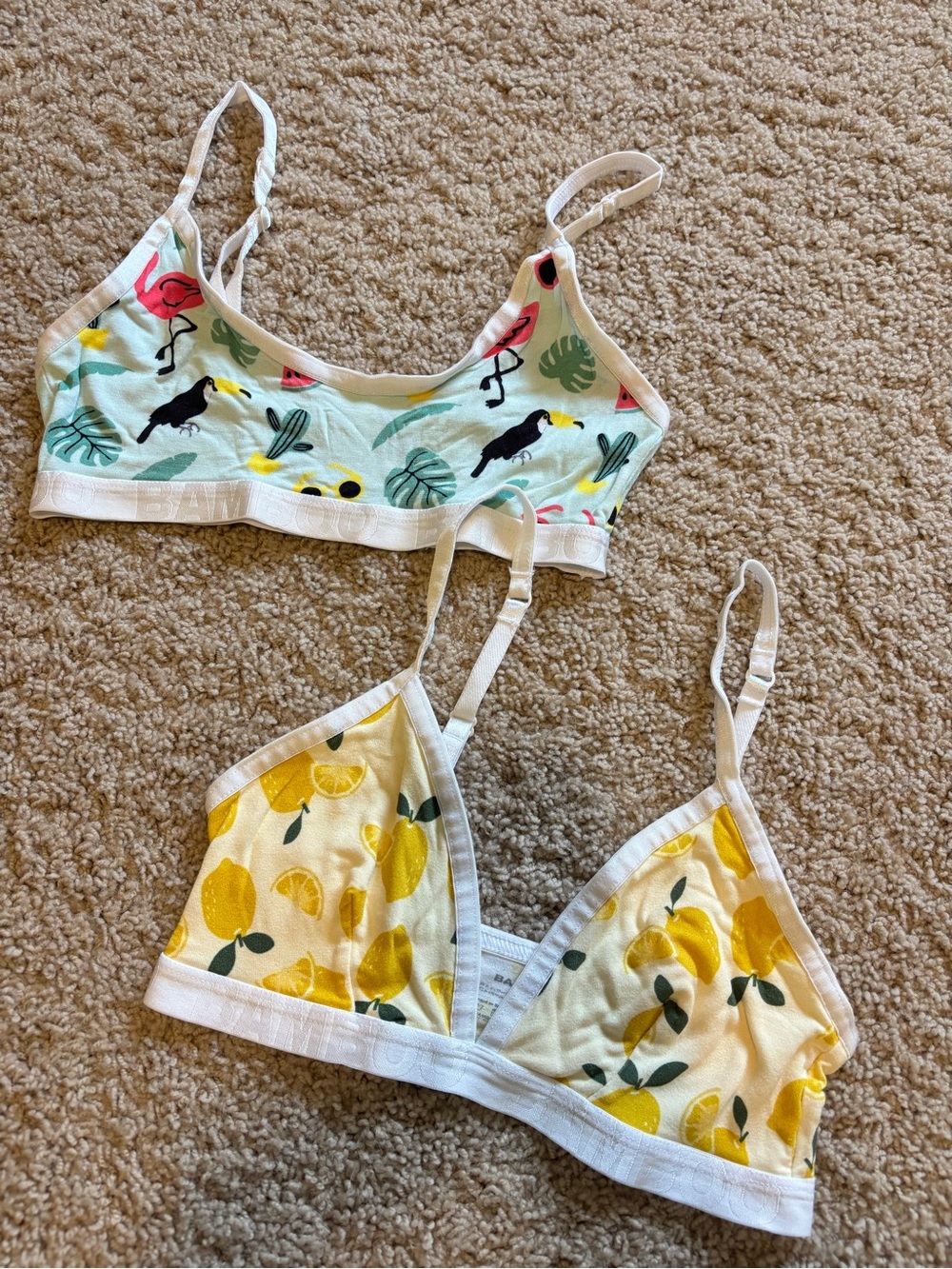 BAMBOO Yellow Lemon & Tropical Print Bralette Set